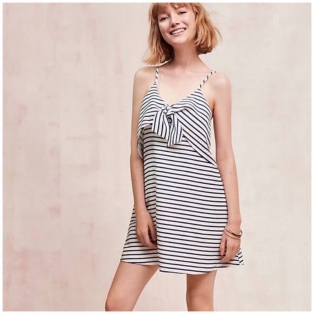 Maeve anthropologie striped mini bow dress